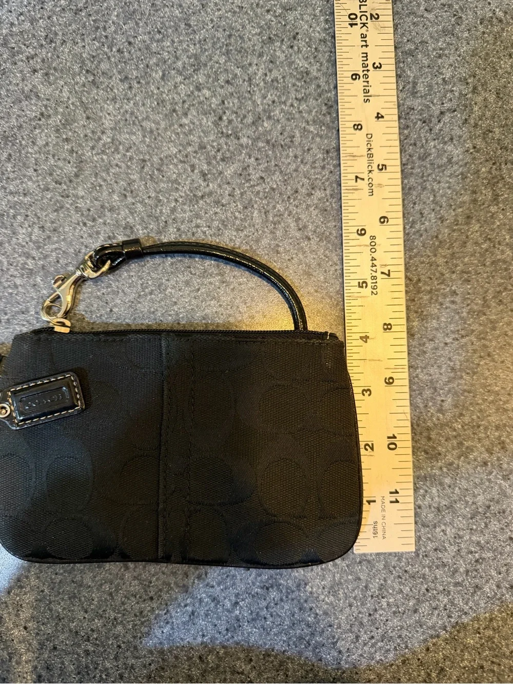 Coach Black Signature Jacquard Wristlet with Gold Hardware
